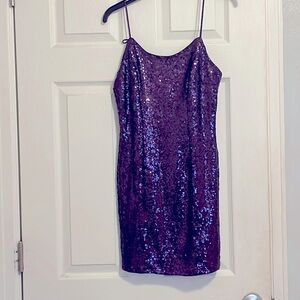 Lulus size small, purple sequined dress.